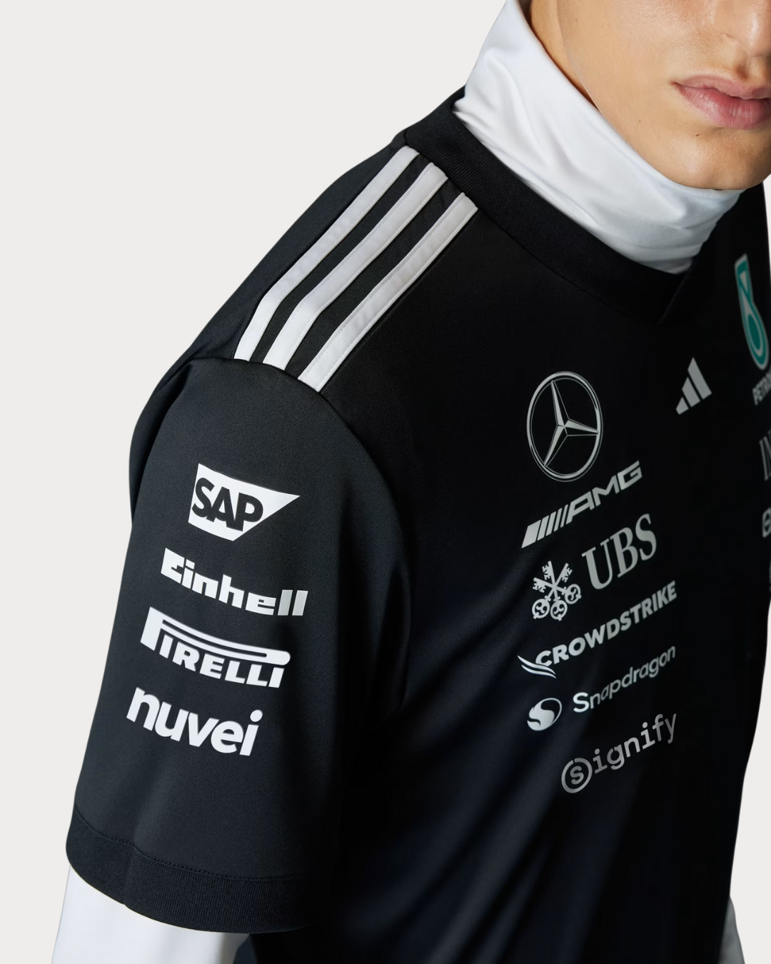 adidas MERCEDES - AMG PETRONAS FORMULA ONE TEAM DRIVER JERSEY -   Black / White