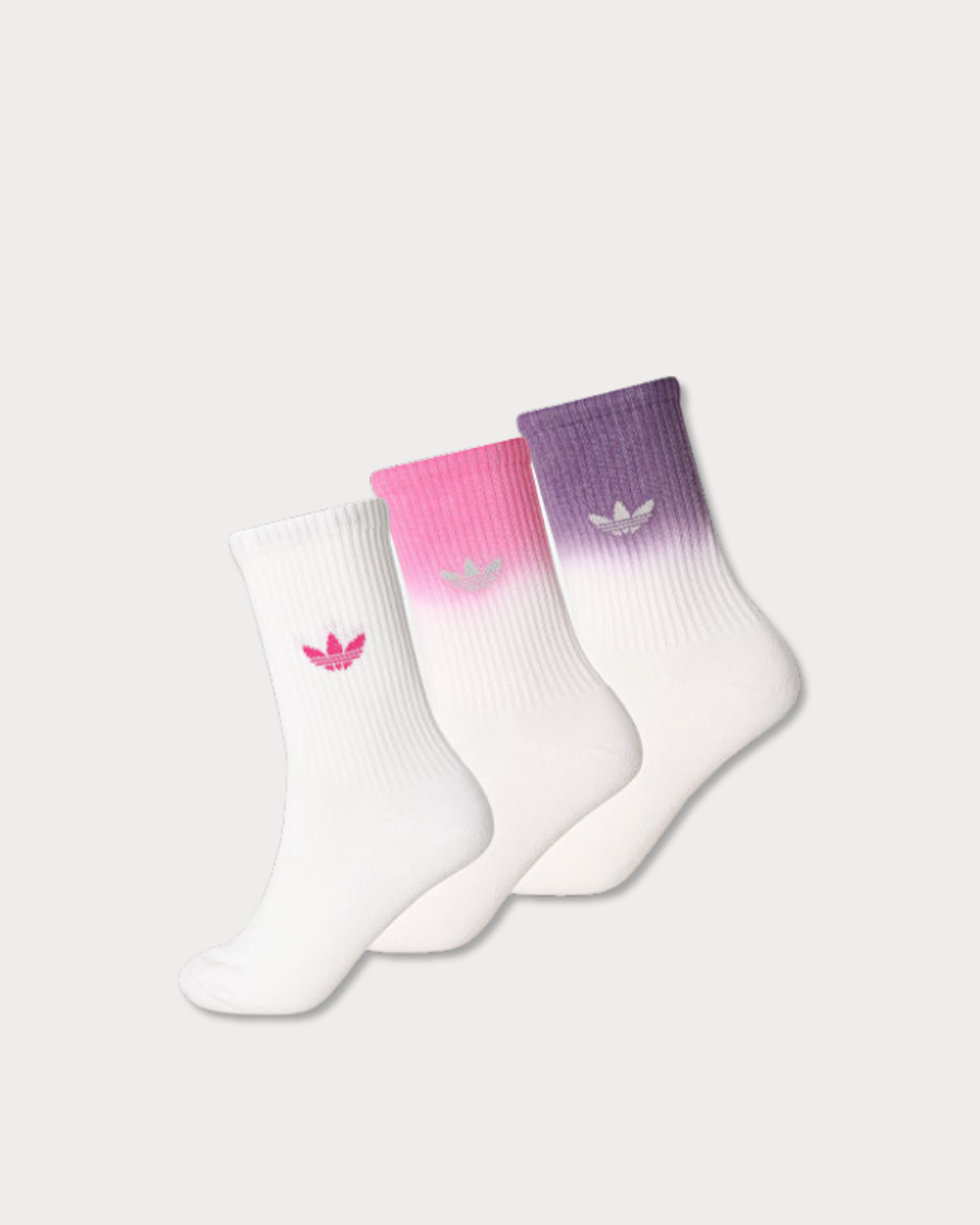 adidas Ombre Crew Socks 3 Pairs - White / Semi Lucid Fuchsia / Aurora Plum