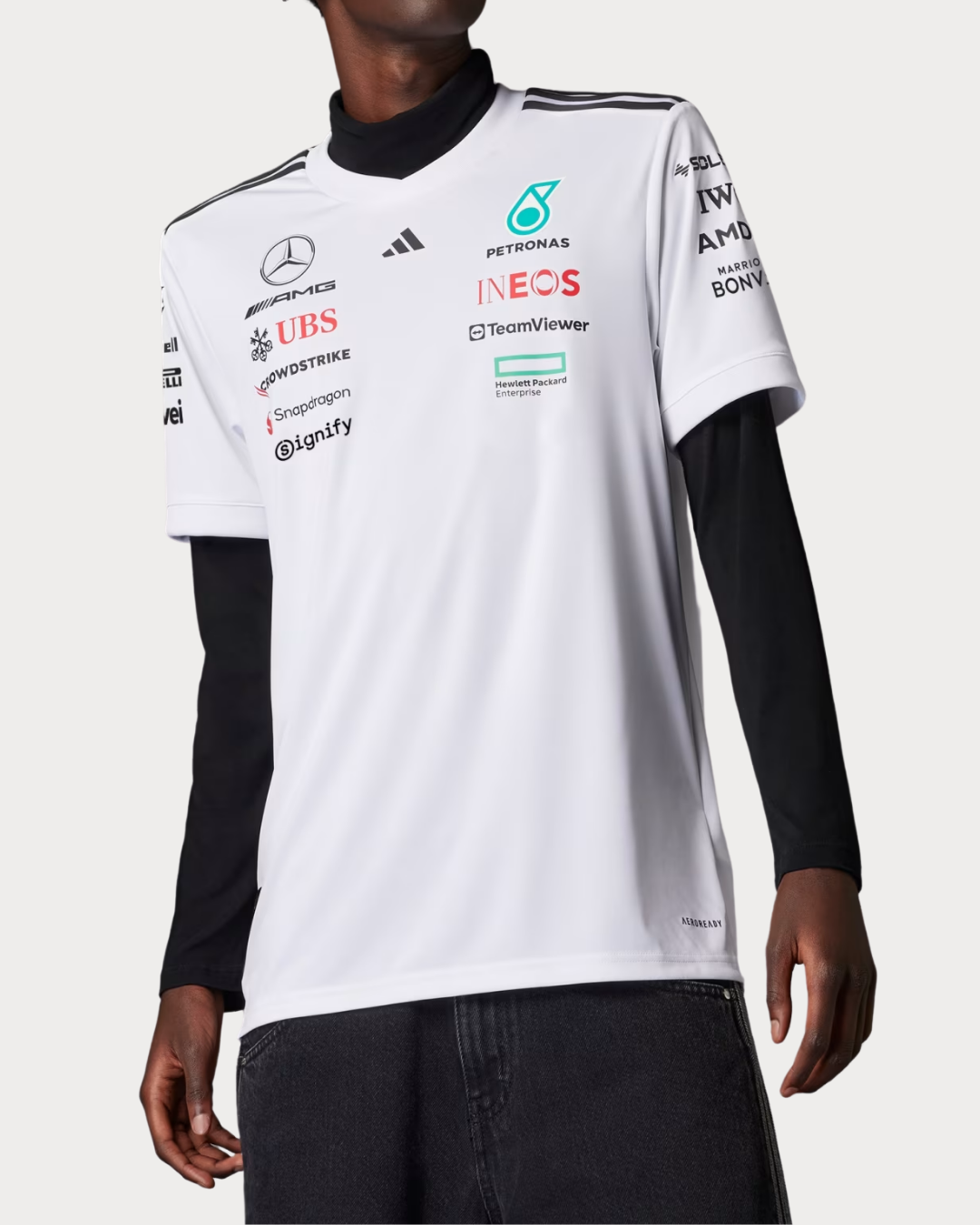 adidas Mercedes - AMG PETRONAS FORMULA ONE TEAM DRIVER JERSEY  -White / Black