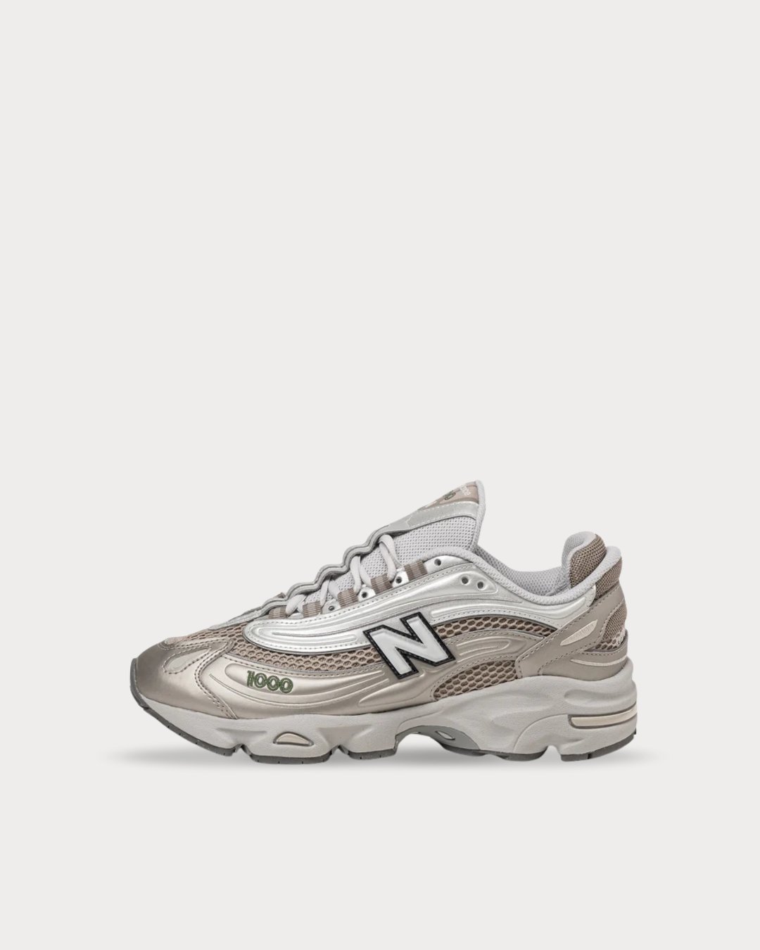 New Balance 1000 - Arid Stone / Light Silver Metallic / Dark Alpine Green